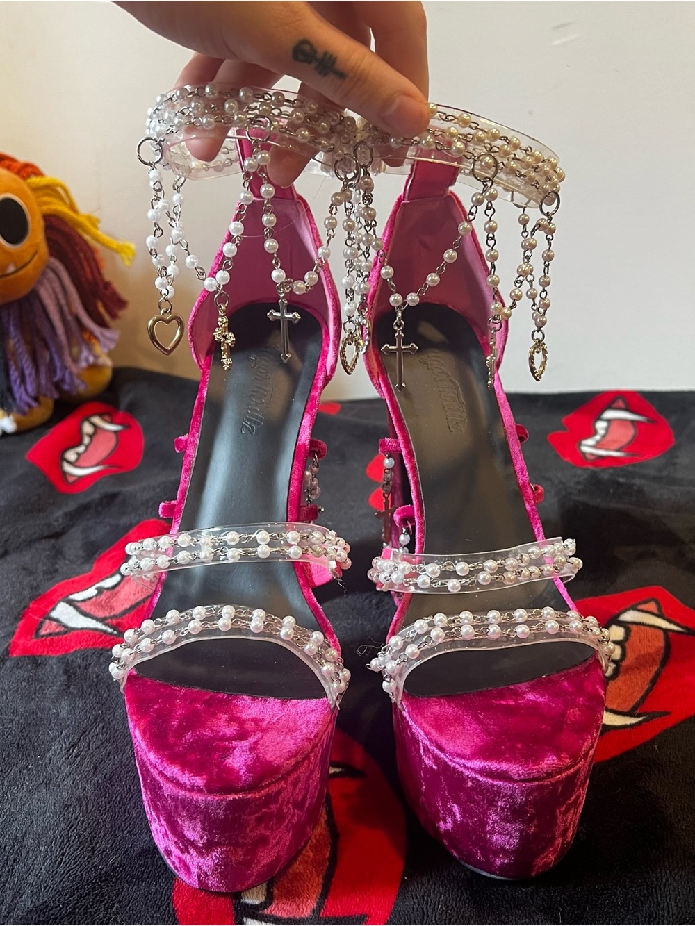 Sugar Thrillz x Dolls Kill - Holy Revelation Platform Heels - Magenta - Picture 3 of 9